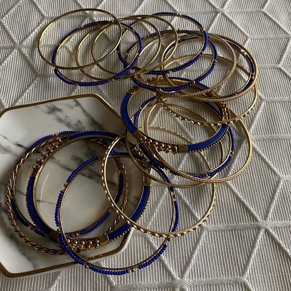Multiple Stack Bracelets Cobalt Blue & Gold - image 3